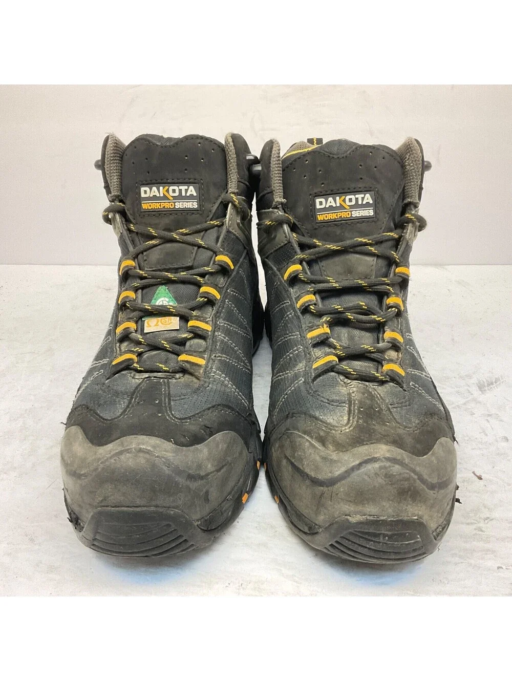 DAKOTA Men's Mid-Cut Quad Comfort Steel Toe Work Boots Black Size 8.5W/L